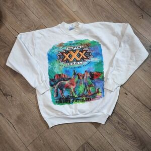 Vintage 1996 Super Bowl‎ XXX Sweatshirt Mens L Cowboys vs Steelers Hanes White